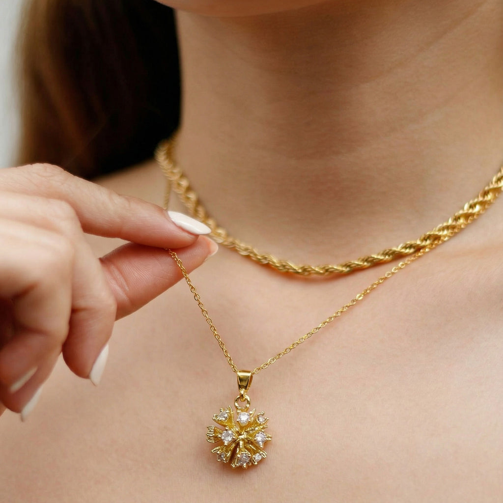 Dazzling Stone Flower Chain Pendant