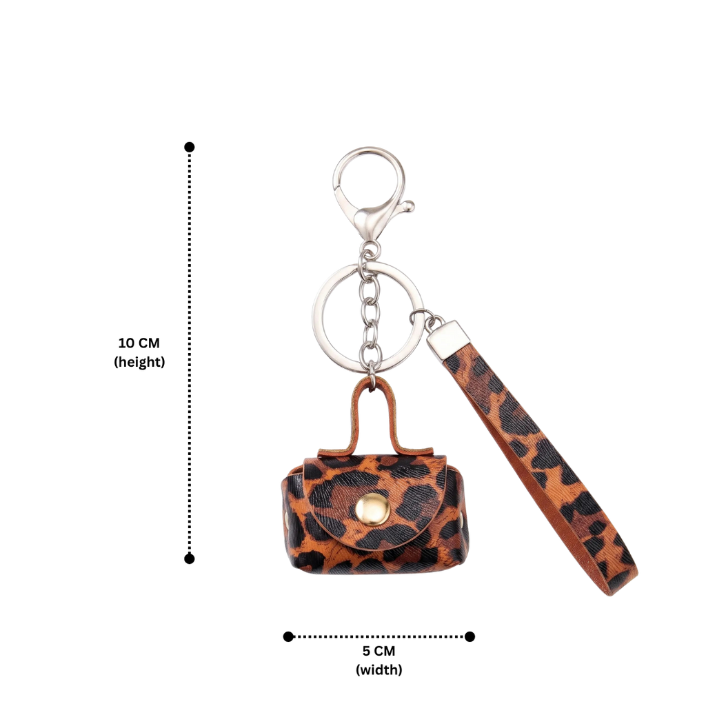 Leopard Print Mini Coin Pouch Bag Charm with Wrist Strap