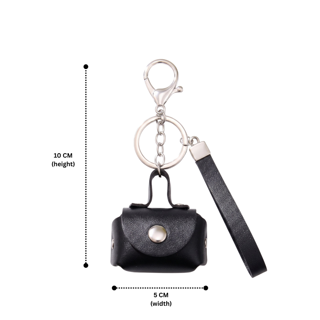 Minimalist Black Mini Coin Pouch Bag Charm with Wrist Strap