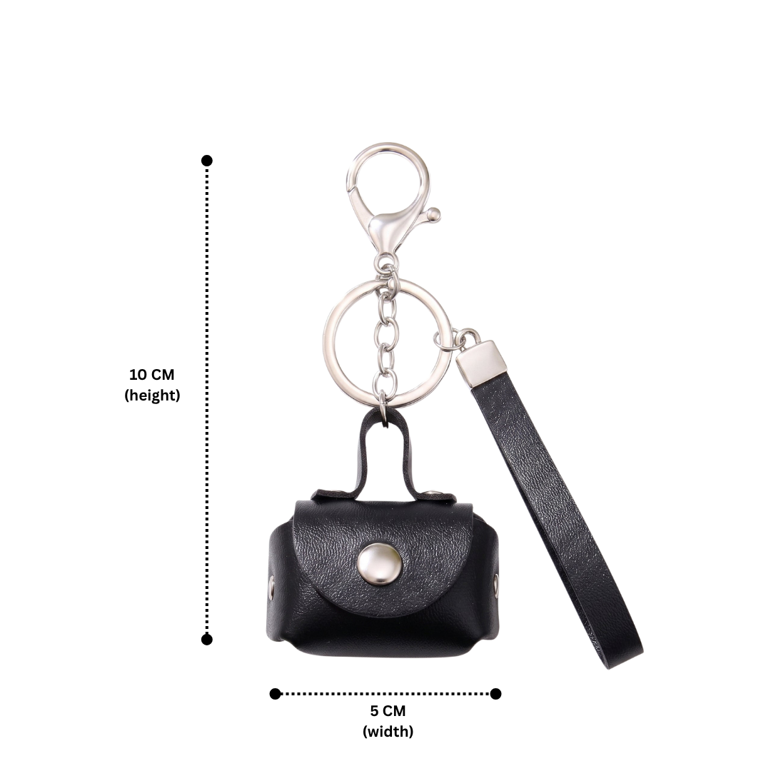 Minimalist Black Mini Coin Pouch Bag Charm with Wrist Strap