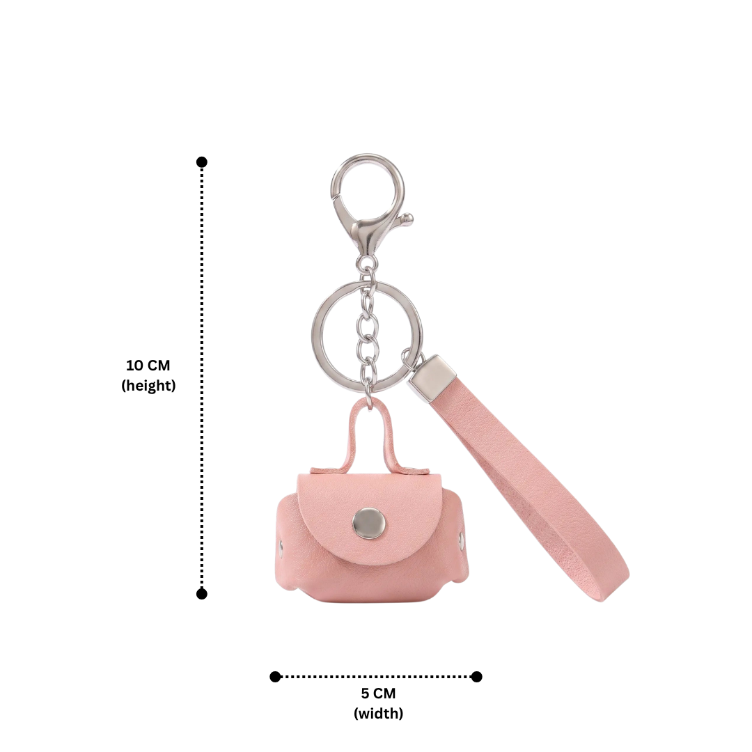 Minimalist Pink Mini Coin Pouch Bag Charm with Wrist Strap