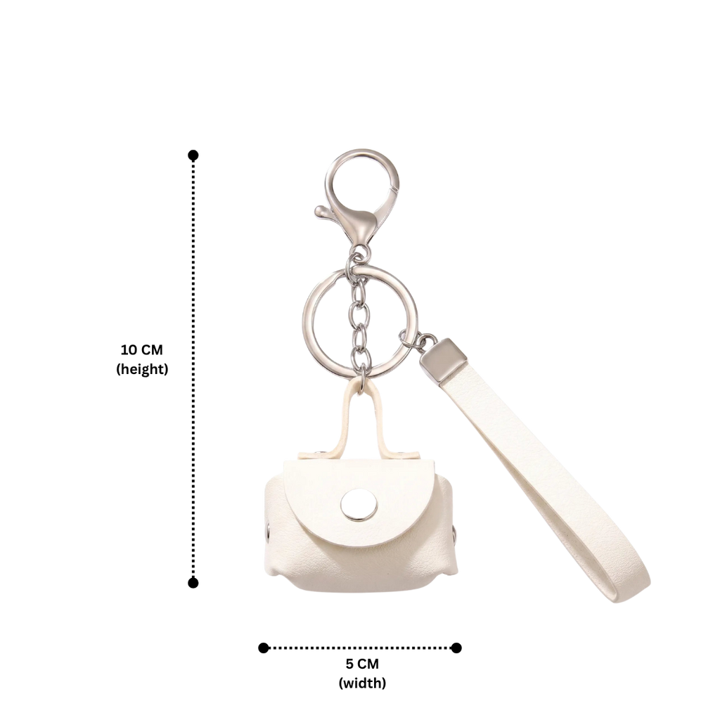 Minimalist White Mini Coin Pouch Bag Charm with Wrist Strap