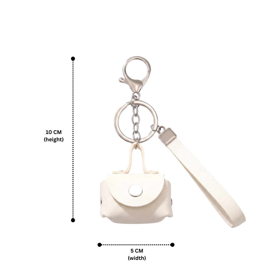 Minimalist White Mini Coin Pouch Bag Charm with Wrist Strap