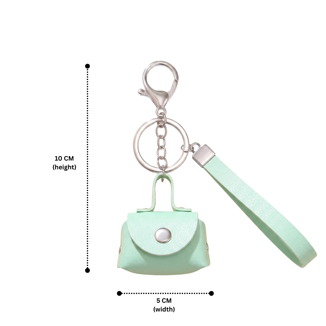 Mint Green Mini Coin Pouch Bag Charm with Wrist Strap