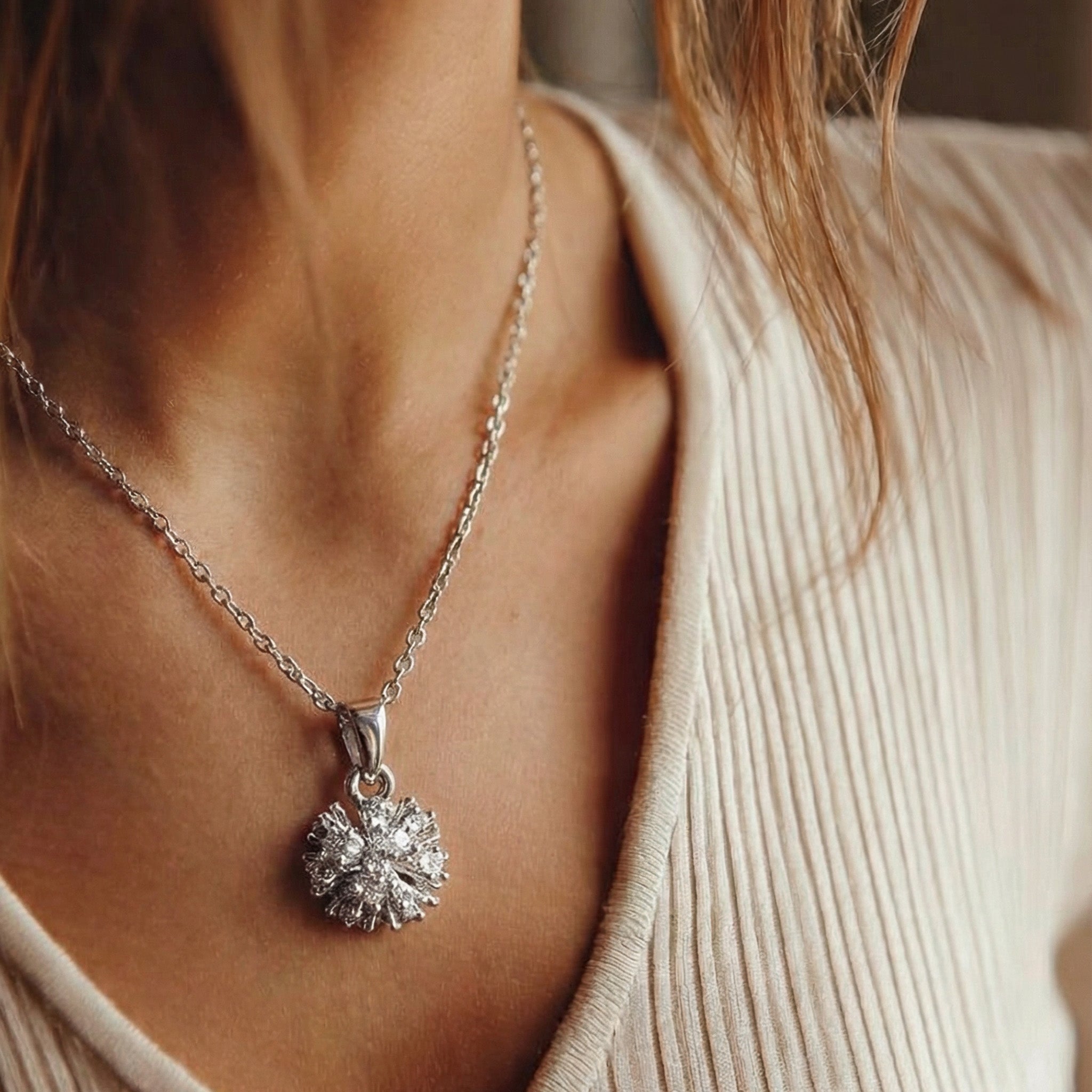 Dazzling Stone Flower Chain Pendant