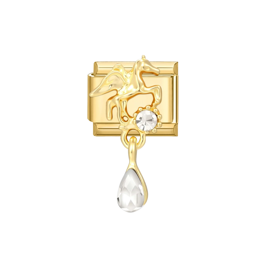 3D golden Pegasus motif positioned Gold Charm