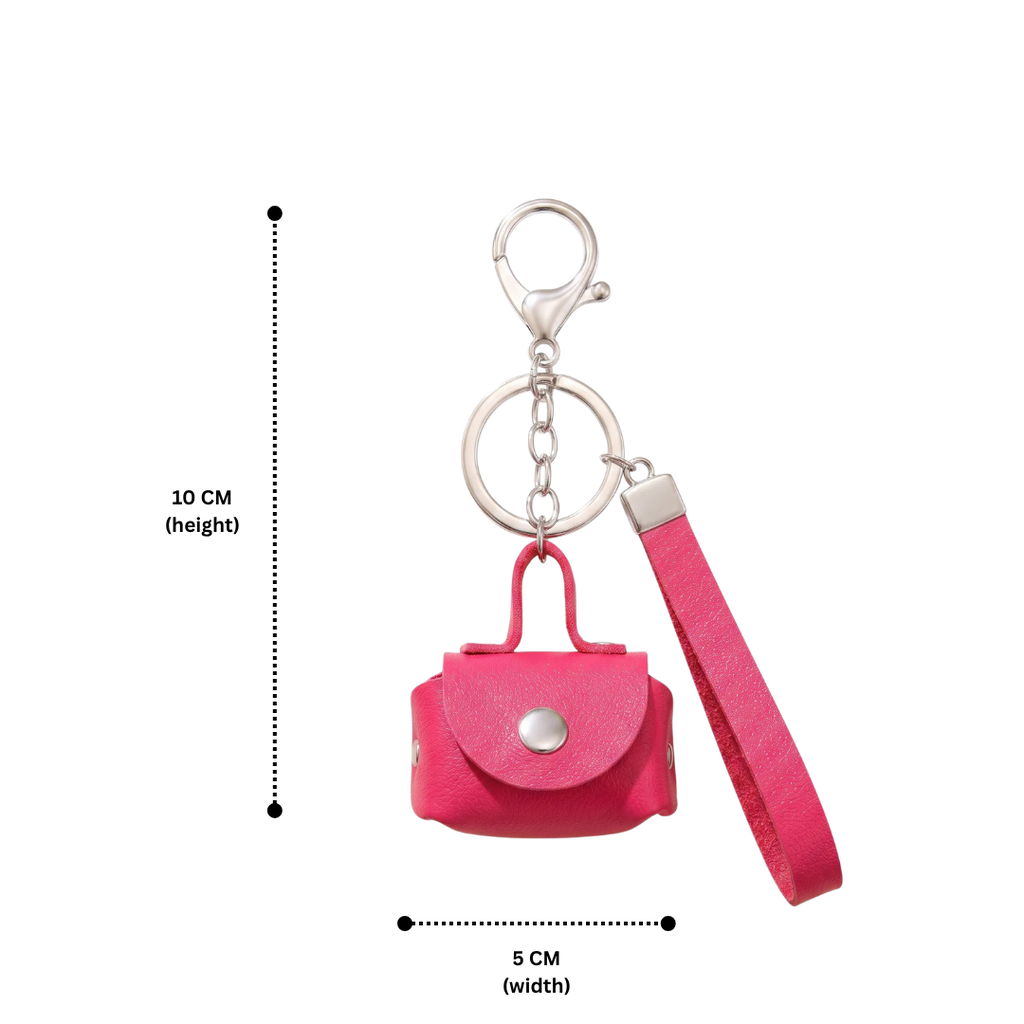 Hot Pink Mini Coin Pouch Bag Charm with Wrist Strap
