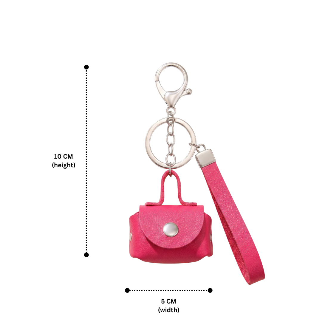 Hot Pink Mini Coin Pouch Bag Charm with Wrist Strap
