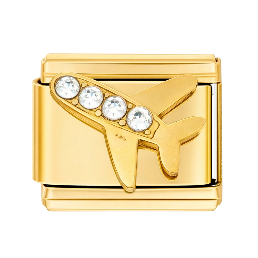 Airplane with crystal silver charm