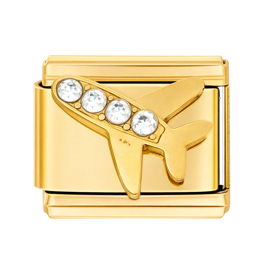 Airplane with crystal silver charm