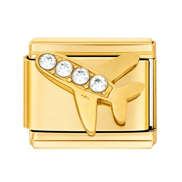 Airplane with crystal silver charm