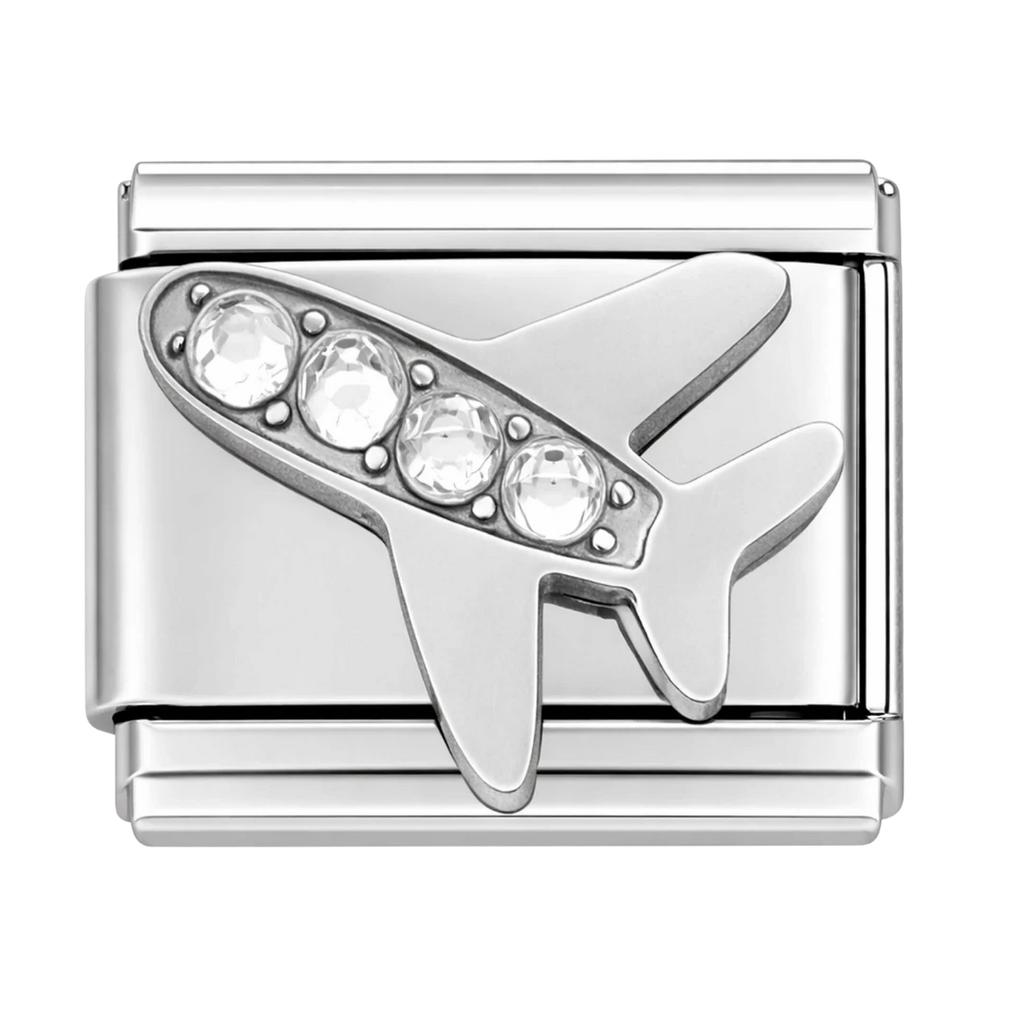 Airplane with crystal silver charm