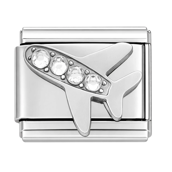 Airplane with crystal silver charm