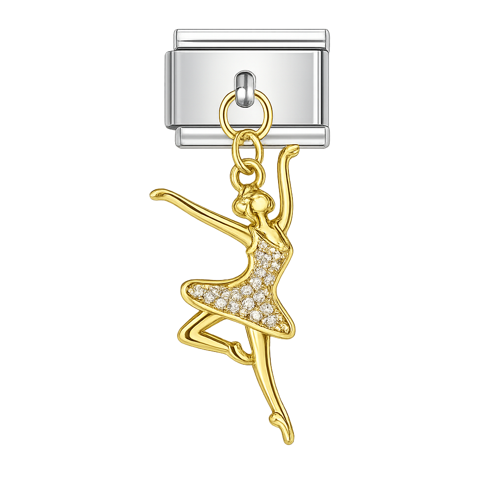 Ballerina Dangling Silver Charm