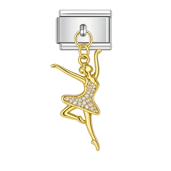 Ballerina Dangling Silver Charm