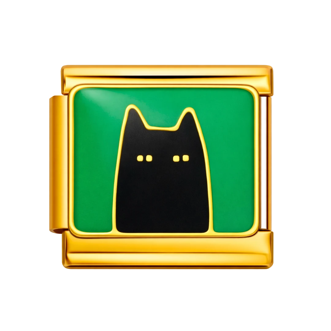 Black Cat Silhouette Gold Charm