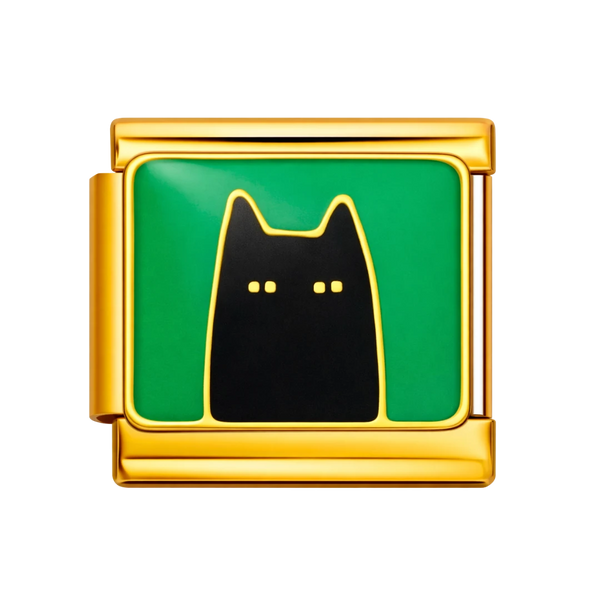 Black Cat Silhouette Gold Charm