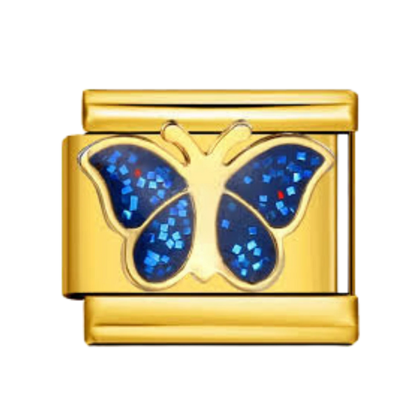 Blue Butterfly Gold Charm