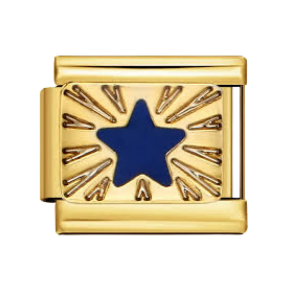 Blue Enamel Star Gold Charm