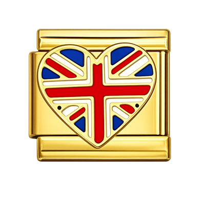 Country Flags - United Kingdom Flag On Heart Gold