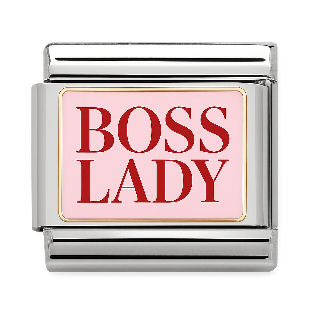 Boss Lady Pink Enamel Silver Charm