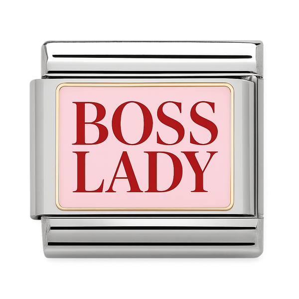 Boss Lady Pink Enamel Silver Charm