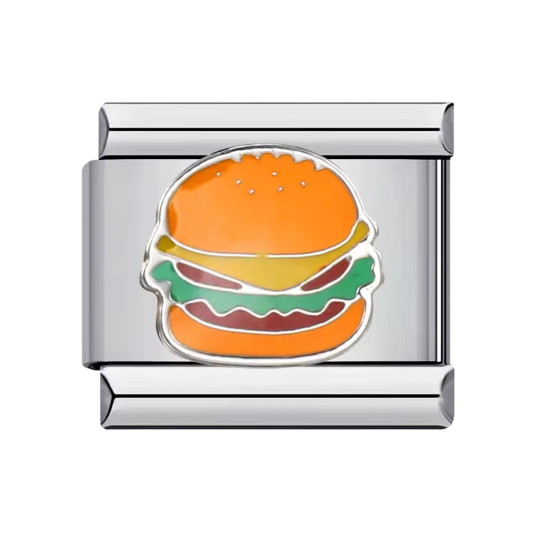 Burger Silver Charm