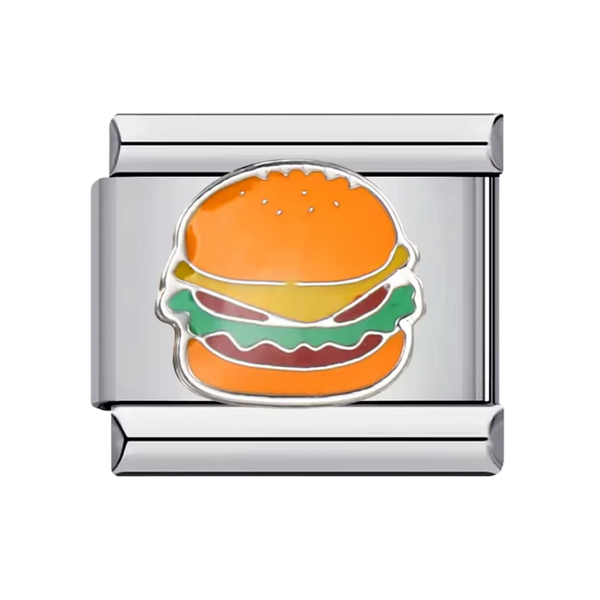 Burger Silver Charm