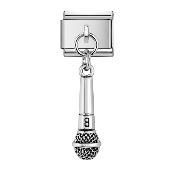 Microphone Dangle silver charm