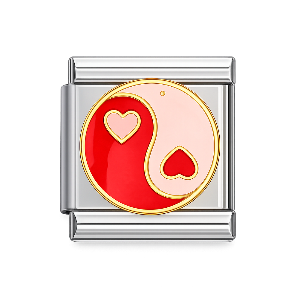 Yin Yang Heart Symbol Silver Charm