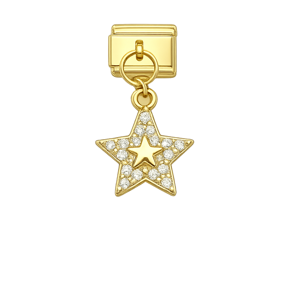 Dangle Star Model With Zirconia Stones Gold Charm