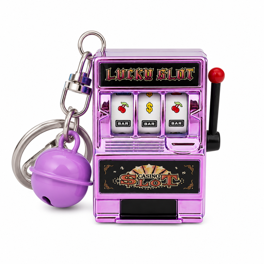 Purple Mini Lucky Slot Machine Keychain Char