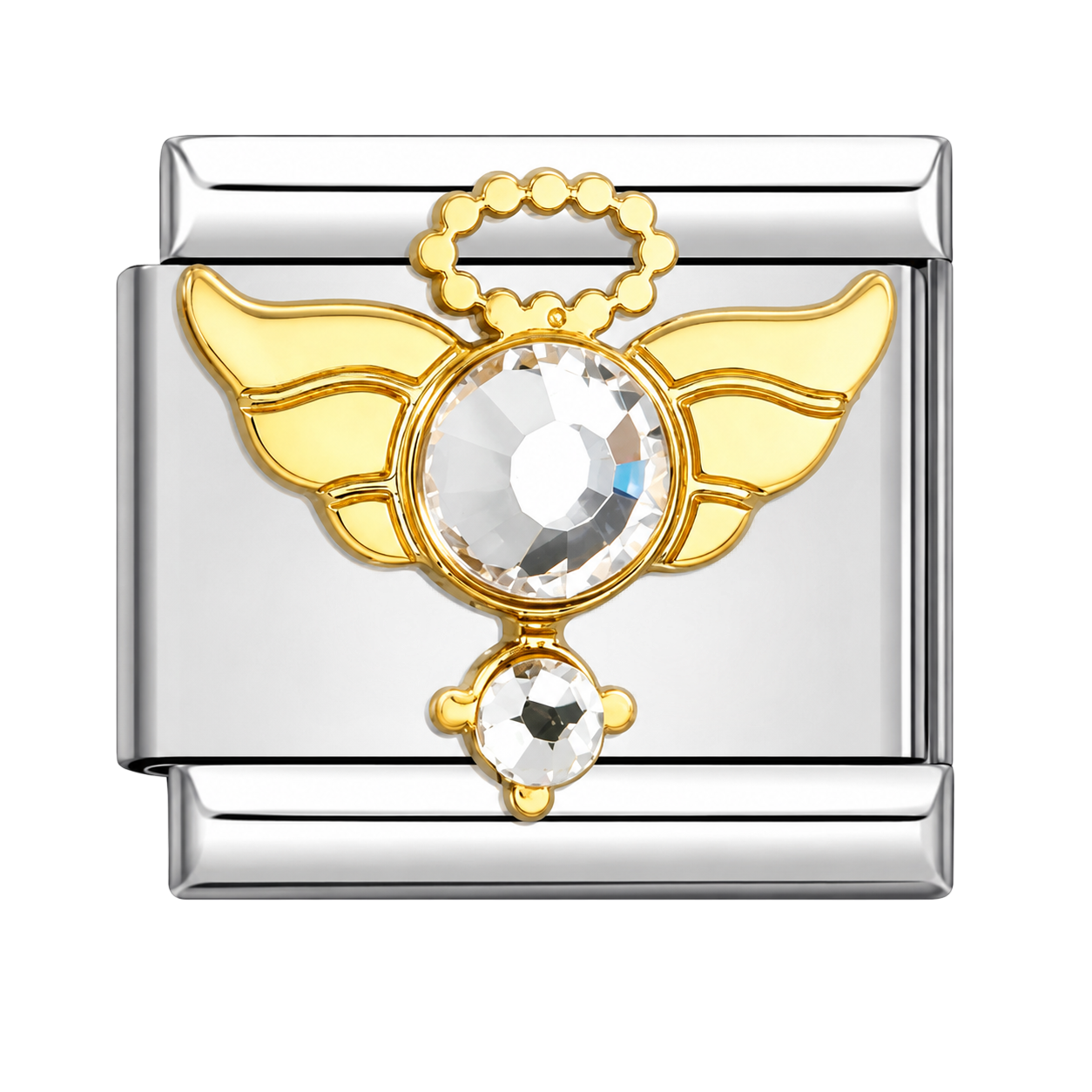 Golden Angel Wings Crystal Charm