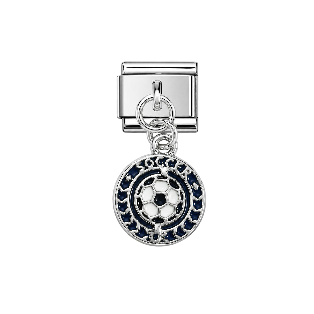 Soccer Ball Medal Dangle Silver Charm