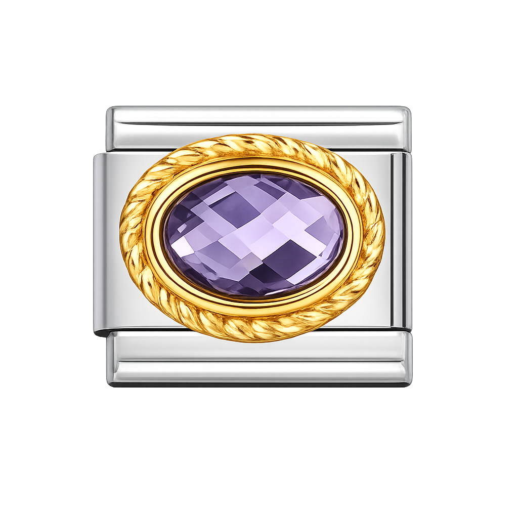 Classic Link Purple Faceted Stone Charm