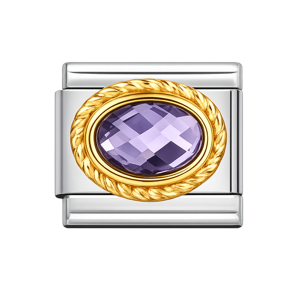 Classic Link Purple Faceted Stone Charm
