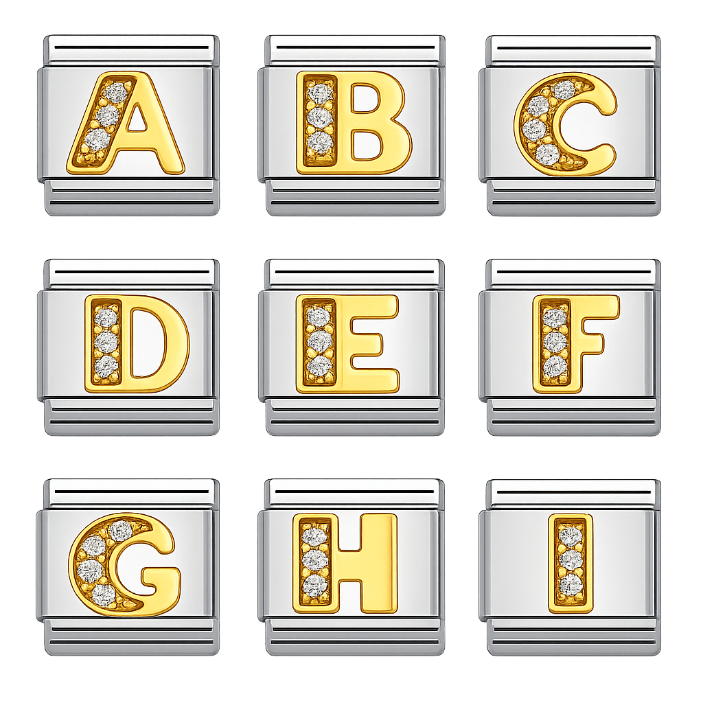 Premium Letter Charm with Gold and Crystal Accents