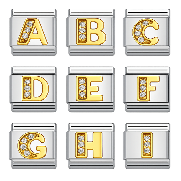 Premium Letter Charm with Gold and Crystal Accents