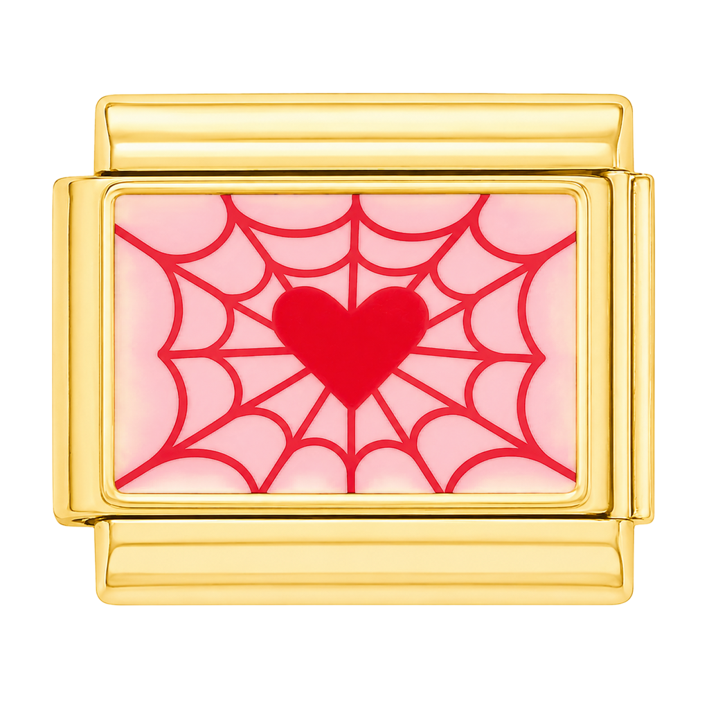 Heart with Spider Web Design Charm
