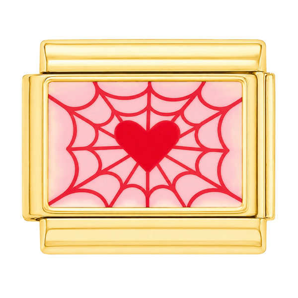 Heart with Spider Web Design Charm