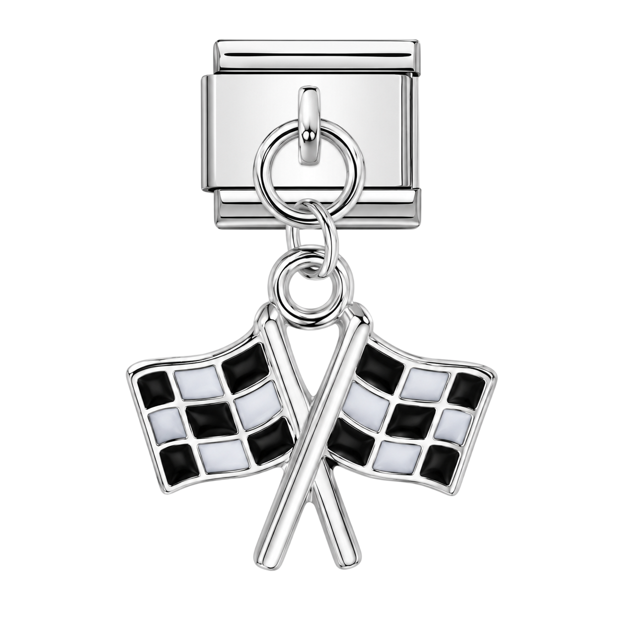 Checkered Racing Flags Dangle Charm