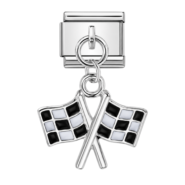 Checkered Racing Flags Dangle Charm