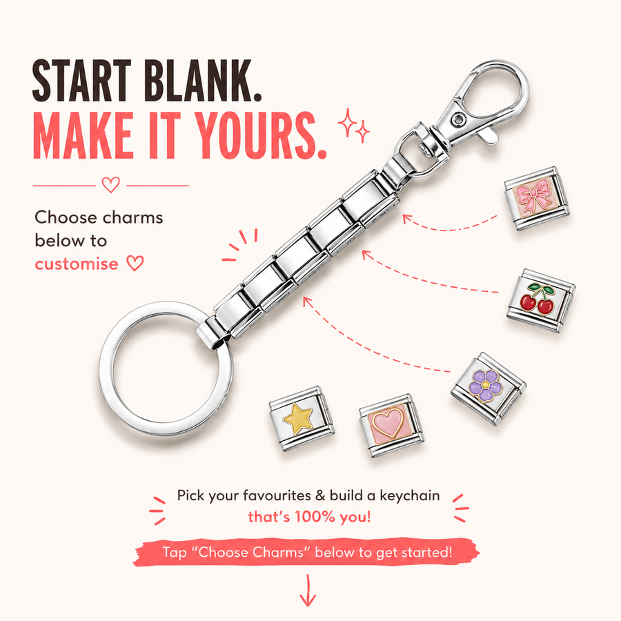 Come Again™ - customisable Italian charm Keychain ( charms not included in ₹299 )