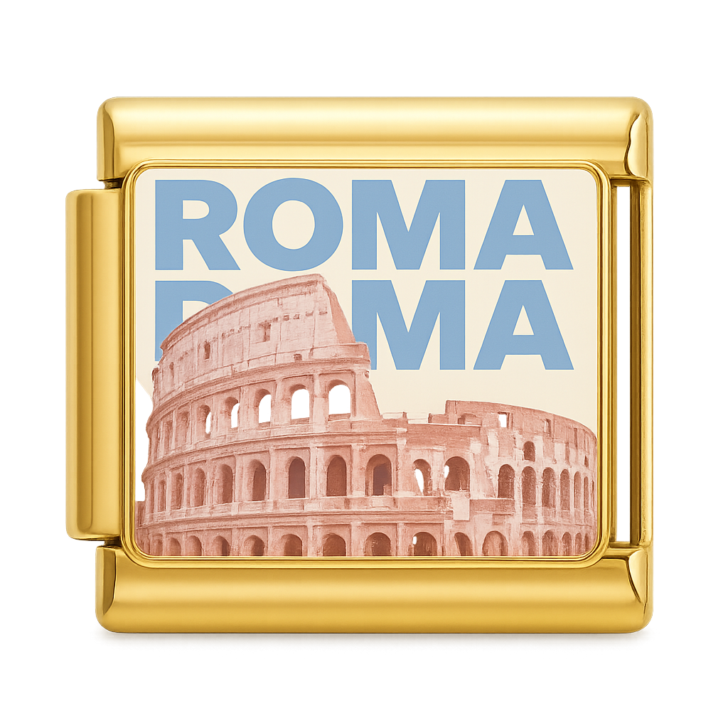 Colosseum with Roma Text Gold Charm
