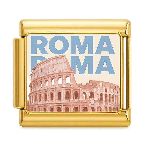 Colosseum with Roma Text Gold Charm