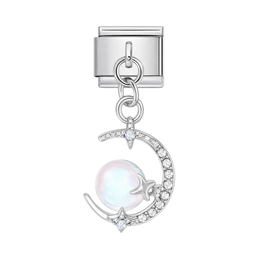 Crescent Moon Silver Charm