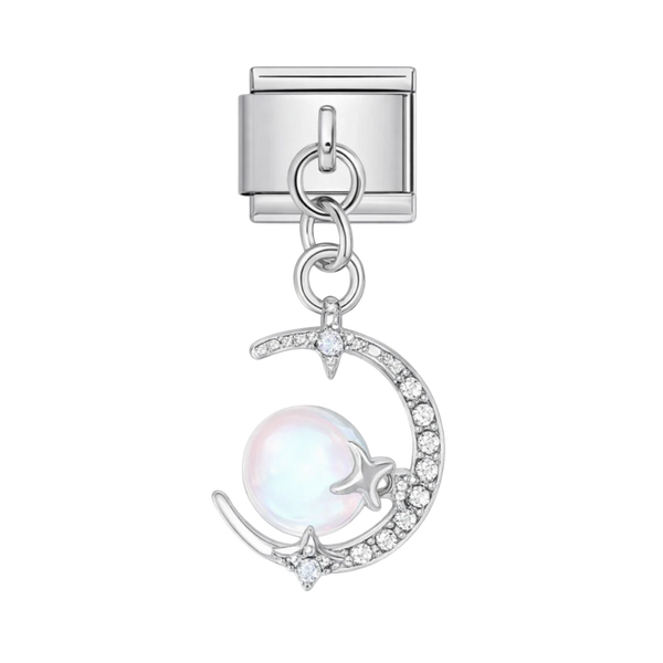 Crescent Moon Silver Charm