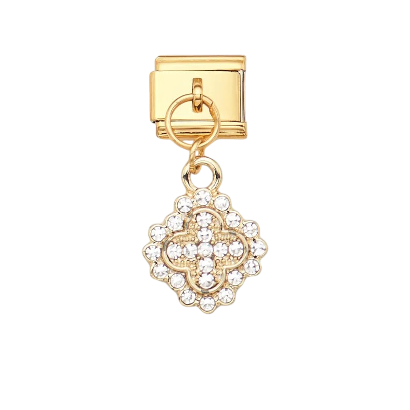 Crystal Clover Cross Charm