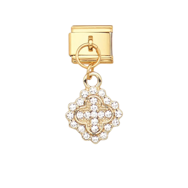 Crystal Clover Cross Charm