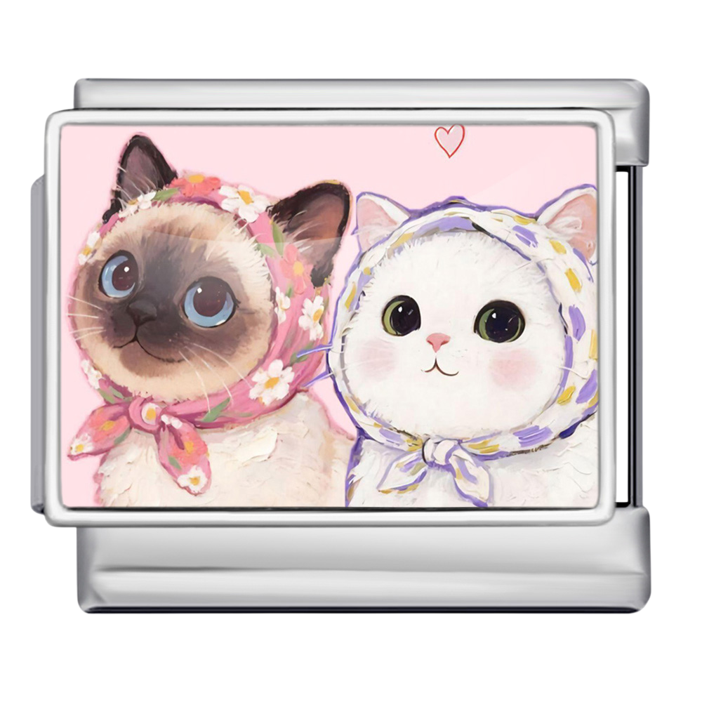 Cute Scarf Cats Silver Charm